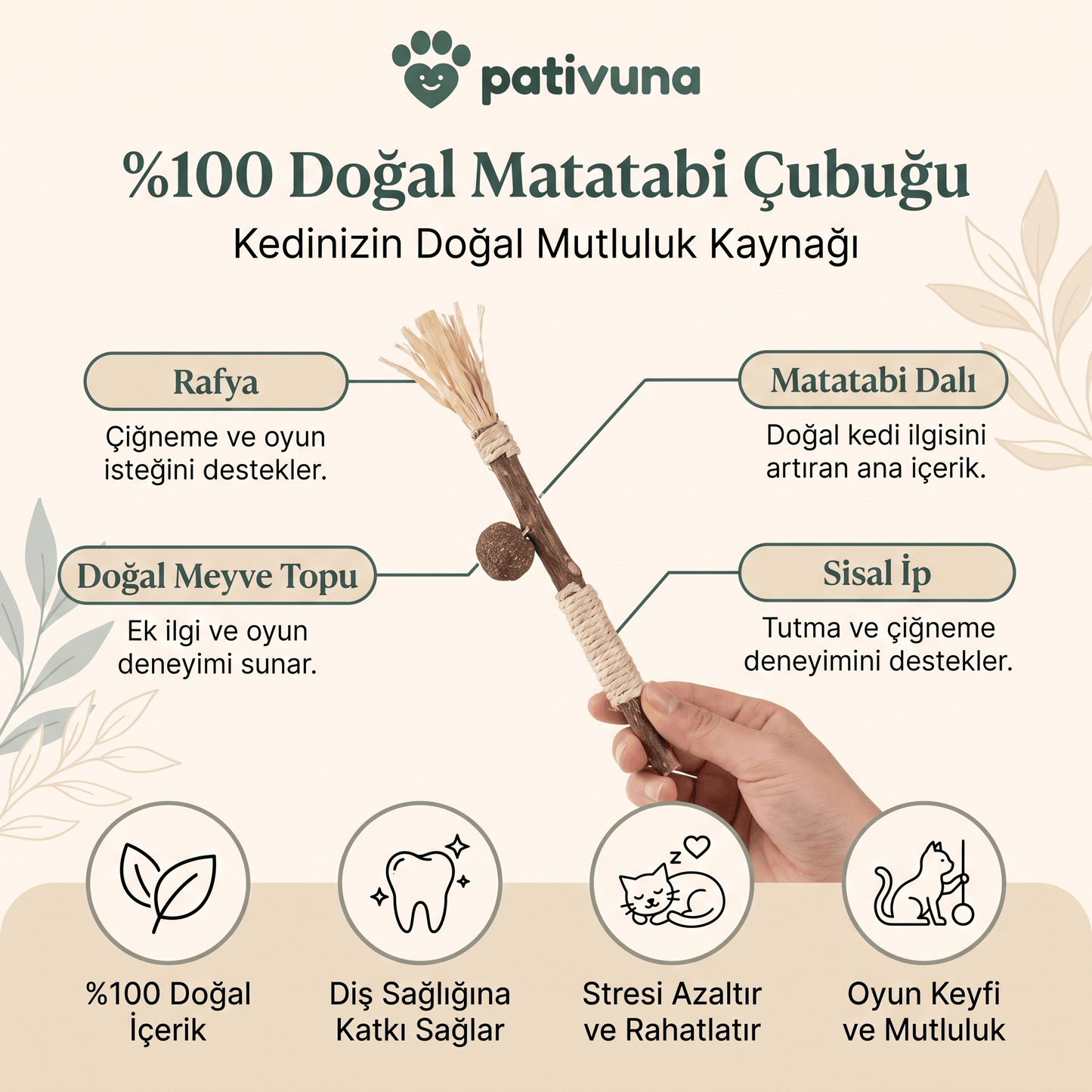 Pativuna Doğal Matatabi Çiğneme Çubuğu